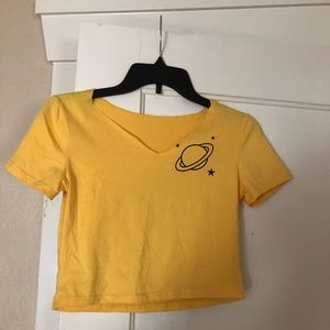 Yellow space crop top